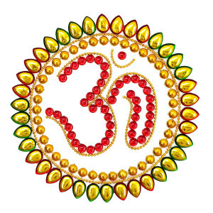 Crystal OM Rangoli Sticker – Decorative Pooja Symbol