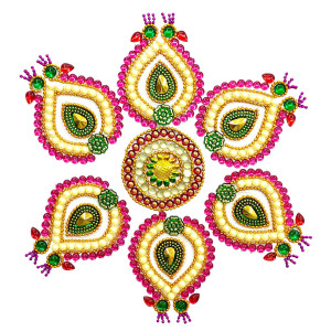 Colorful Floral Rangoli Sticker Set