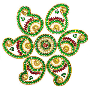Green & Red Paisley Rangoli Sticker Set