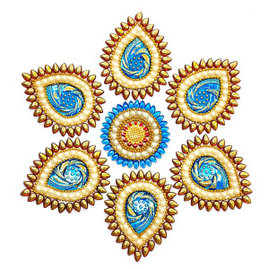Blue Paisley Acrylic Rangoli Sticker Set