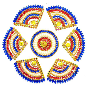 Royal Blue & Red Acrylic Rangoli Sticker Set