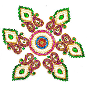 Multicolor Peacock-Inspired Acrylic Rangoli Sticker Set