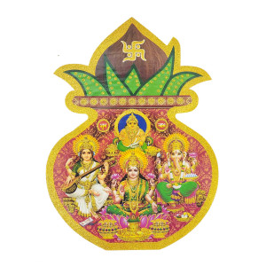 Golden Kalash God Rangoli Sticker