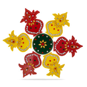 Red and Yellow Kalash Rangoli Sticker