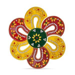 Red and Yellow Floral Rangoli Sticker