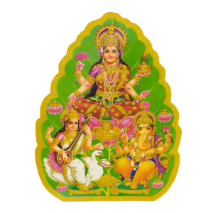 Green Leaf Design God Rangoli Sticker
