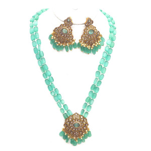 Mint Green Rani Haram With Necklace Set