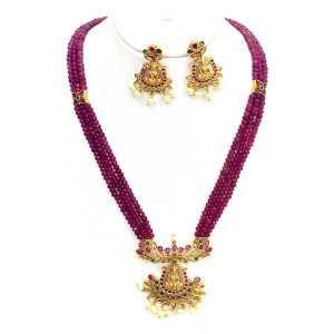 Traditional Rani Haram with Lakshmi Pendant and Earrings