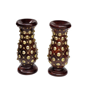 Handcrafted Wooden Vases  (Set of 2)