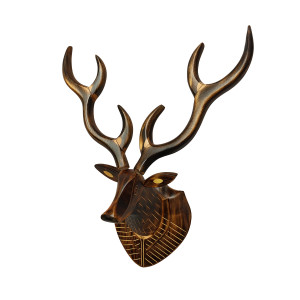 Handcrafted Wooden Deer Head Wall Hanging