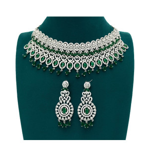 American Diamond Emerald Choker