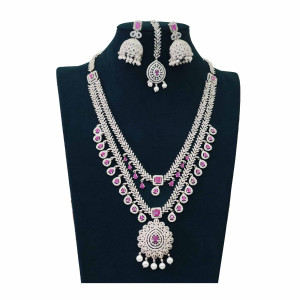 Silver-Plated Double Layer Necklace Set
