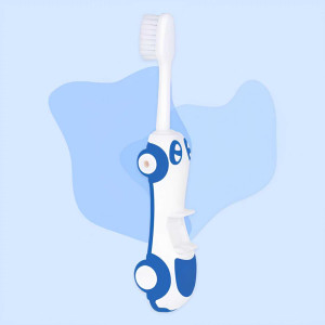 Kids Cartoon Character Toothbrush – Soft Bristles, Non-Slip Grip (Blue & White)