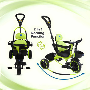 Mee Mee 2-in-1 Baby Tricycle with Rocking Function & Push Handle – Green