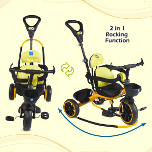 Mee Mee 2-in-1 Baby Tricycle with Rocking Function & Push Handle – Yellow & Black
