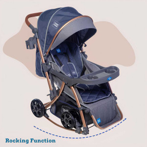 Mee Mee Premium Rocking Baby Stroller with Dining Tray – Blue & Bronze