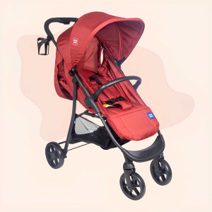 Mee Mee Lightweight 3-Wheel Baby Stroller with Safety Harness – Red