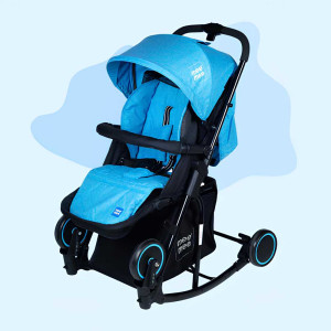 Mee Mee Baby Pram with Rocking Function – Sky Blue
