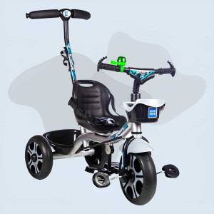 Mee Mee Sports Edition Baby Tricycle with Push Handle & Safety Belt – Silver