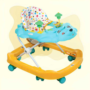 Mee Mee Musical Baby Walker with Play Tray & Bear Face – Yellow & Blue
