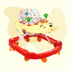 Mee Mee Musical Baby Walker with Play Tray & Bear Face – Red & Yellow