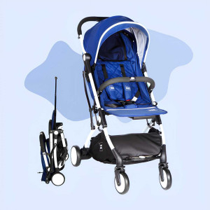 Mee Mee Premium Foldable Baby Stroller – Luxury Lightweight Stroller in Royal Blue
