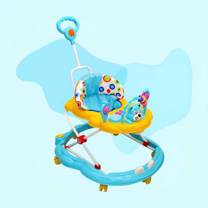 Mee Mee Musical Baby Walker with Push Handle and Activity Tray – Blue & Yellow