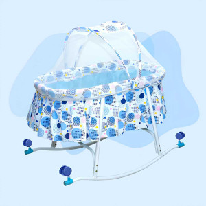 Mee Mee Comfy Baby Rocking Cradle with Mosquito Net | Movable Baby Cradle with Rocking Feature