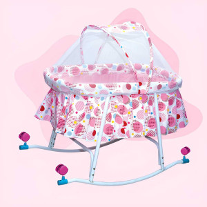 Mee Mee Comfy Baby Rocking Cradle with Mosquito Net | Movable Baby Cradle with Rocking Feature