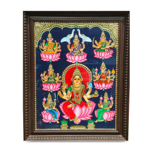 Thanjavur Painting – Ashta Lakshmi with Frame