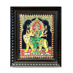Thanjavur Painting – Goddess Durga on Tiger
