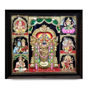 Thanjavur Painting – Lord Venkateswara with Ashta Devatas