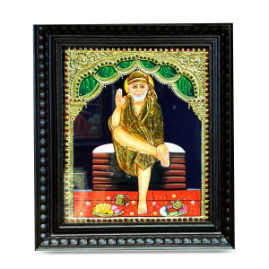 Thanjavur Painting – Shirdi Sai Baba in Blessing Pose