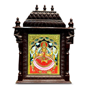 Thanjavur Painting – Goddess Lakshmi with Wooden Temple Frame