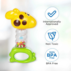 Mee Mee Cheerful Rattle Toy | BPA Free 360° Rotating Rattle with Baby Grip Design (Yellow)