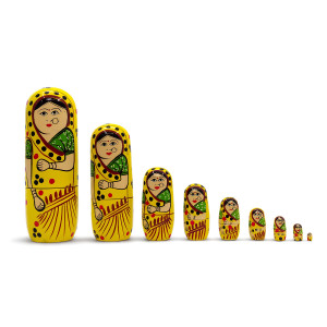 Varanasi Handcrafted Wooden Nesting Dolls – Set of 8