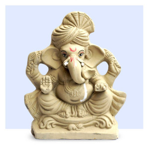 Clay Ganesha Idol – Turban Style Handcrafted Design