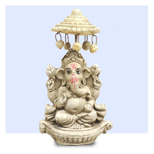 Clay Lord Ganesha Idol with Decorative Umbrella – 4 Inch
