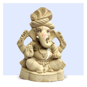 Clay Lord Ganesha Idol – 4 Inch (Designer Turban Style)
