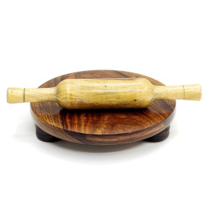 Wooden Chapati Roller & Board Set (Belan & Chakla) – Handmade